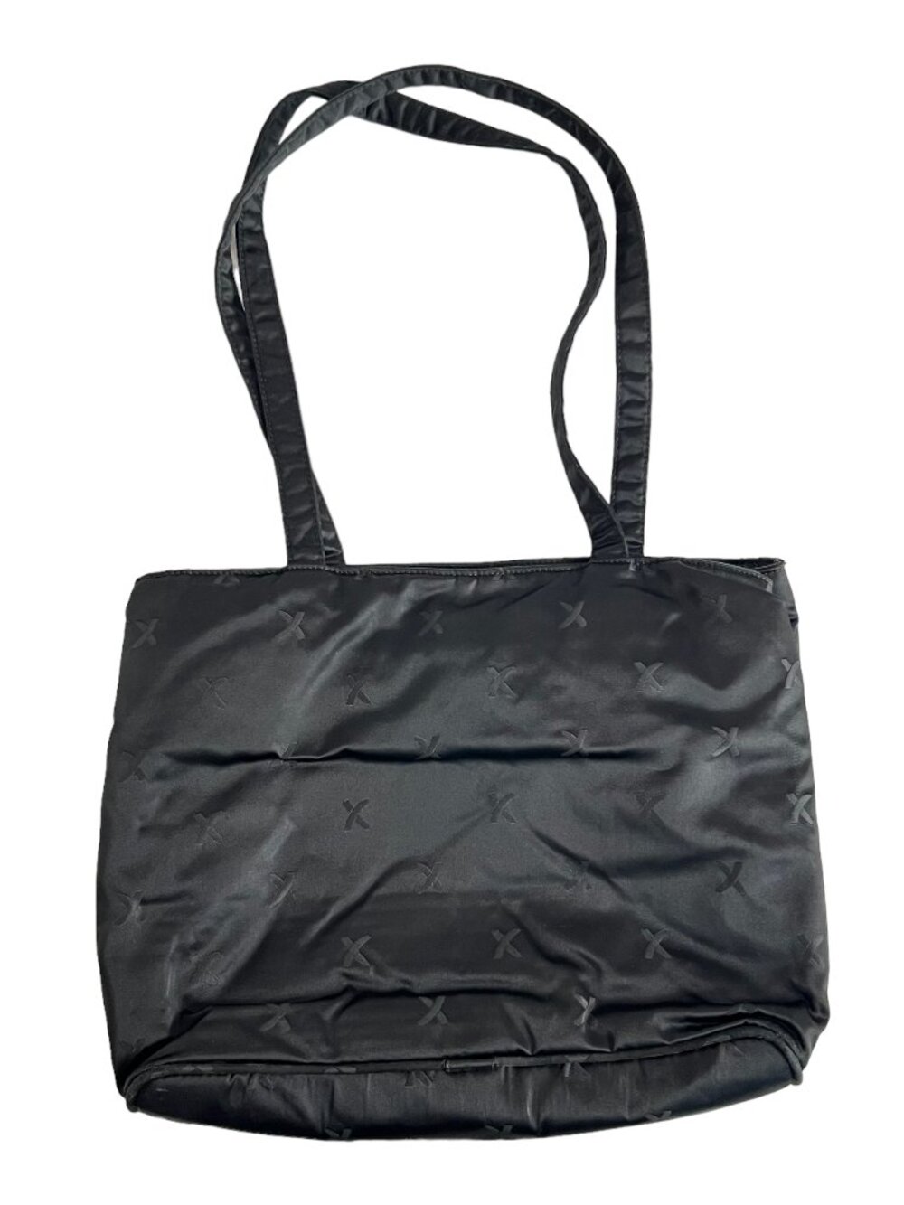 Paloma Picasso shoulder bag tote purse two top handles black fabric